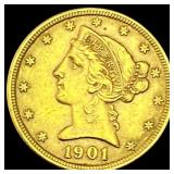 1901 Liberty Head Half Eagle $5
