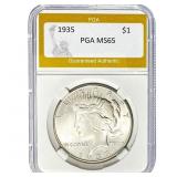 1935 Peace Dollar PGA MS65