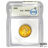 1899 $5 Gold Half Eagle ICG MS65