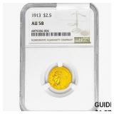 1913 $2.50 Gold Quarter Eagle NGC AU58