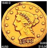 1848-D $2.50 Gold Quarter Eagle CLOSELY UNCIRCULAT