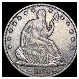 1873 Arrows Seated Liberty Half Dollar NEARLY UNCI