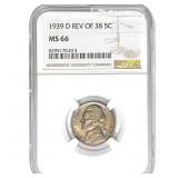 1939-D Rev of 38 Jefferson Nickel NGC MS
