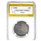1866 50C Seated Liberty PGA PR67 CAMEO