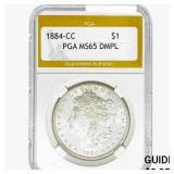 1884-CC Morgan Silver Dollar PGA MS65 DMPL