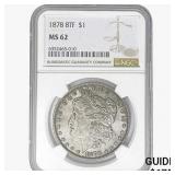 1878 8TF Morgan Silver Dollar NGC MS62