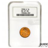 1938-D Wheat Cent NGC MS67 RD