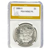 1886-S Morgan Dollar PGA MS62 PL