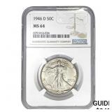 1946-D Walking Liberty Half Dollar NGC MS64