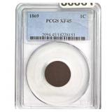 1869 Indian Head Cent PCGS XF45