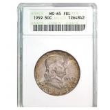 1959 Franklin Half Dollar ANACS MS65 FBL