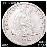 1861-S Civil War Seated Liberty Quarter