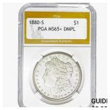 1880-S Morgan Silver Dollar PGA MS65+ DMPL