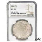 1880 Morgan Silver Dollar NGC MS63