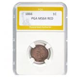 1866 Indian Head Cent PGA MS64 RED
