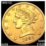1893-CC $5 Gold Half Eagle