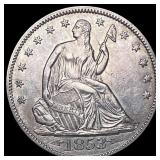1853 Arrows and Rays Half Dollar CHOICE AU