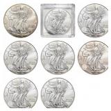 2002-2015 GEM BU American Silver Eagles Lot [8 Coi