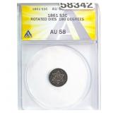 1861 Three-Cent Silver ANACS AU58