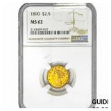 1890 $2.50 Gold Quarter Eagle NGC MS62