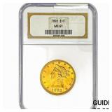 1893 $10 Gold Eagle NGC MS61