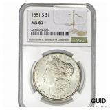 1881-S Morgan Silver Dollar NGC MS67