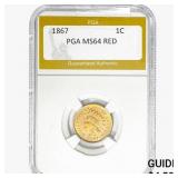 1867 Indian Head Cent PGA MS64 RED