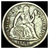 1863-S Seated Liberty Dime NEARLY UNCIRCULATED