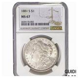 1881-S Morgan Silver Dollar NGC MS67