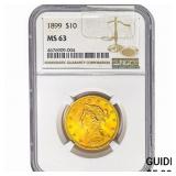 1899 $10 Gold Eagle NGC MS63