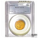 1913-S $5 Gold Half Eagle PCGS AU55