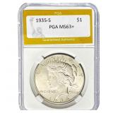 1935-S Peace Dollar PGA MS63+