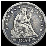 1854 Arrows Seated Liberty Quarter LIGHTLY CIRCULA