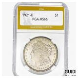 1921-D Morgan Silver Dollar PGA MS66