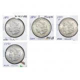 1890-1891 Morgan Silver Dollar Lot [4 Coins] MS