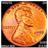 1955/55 DDO Wheat Cent CHOICE BU RD