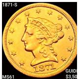 1871-S $2.50 Gold Quarter Eagle UNCIRCULATED
