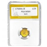1756Mo JB 1/2E Spain PGA MS64