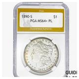 1890-S Morgan Silver Dollar PGA MS64+ PL