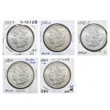 1879-1904 Morgan Silver Dollar Lot [5 Coins] MS