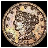 1851 Braided Hair Half Cent UNCIRCULATED