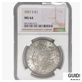 1921-S Morgan Silver Dollar NGC MS64