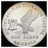 1976 Tri-State Refining 1 oz Silver Roun GEM BU