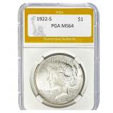 1922-S Peace Dollar PGA MS64