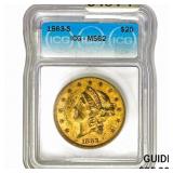 1863-S $20 Gold Double Eagle ICG MS62