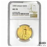 1999 1/2oz $25 Gold Eagle NGC MS70