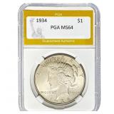 1934 Peace Dollar PGA MS64