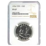 1956 Type 1 Franklin Half Dollar NGC PF6