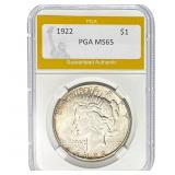 1922 Peace Dollar PGA MS65