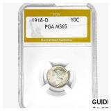 1918-D Mercury Silver Dime PGA MS65